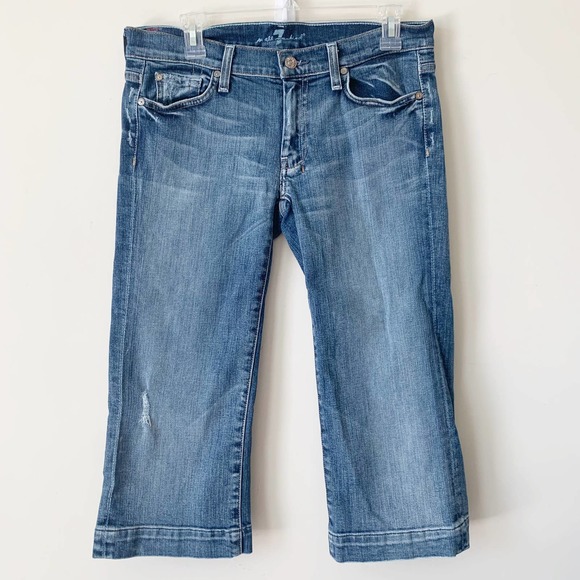 7 For All Mankind Denim - Vintage 7 For All Mankind Jeans Low Rise Crop Denim Capris Y2K 2000s USA 31/12